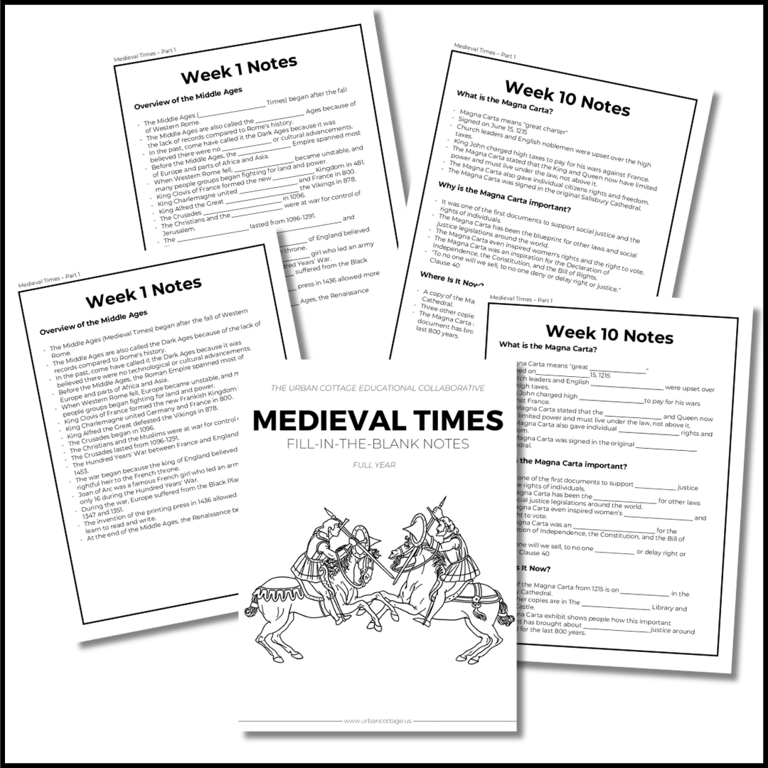 Medieval Times Fill-in-the-Blank Notes - Full Year